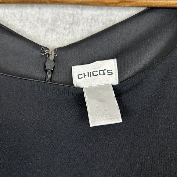 Chico's Sheath Dress Women's 1 Black Sleeveless Lined Minimalist Stretch Career - Picture 6 of 9